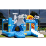 5x5m Inflatable Dolphin Bouncy Castle With A Slide Bounce House Combos