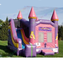 To Door 5x4m Design Pvc Inflatable Pink Bouncer Bounce House Bouncy Castle Combo Jump With Slide