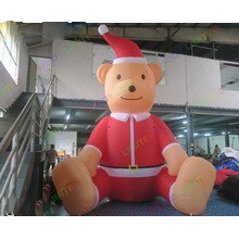 Outdoor Airblown 5m 17ft Giant Inflatable Christmas Teddy Bear With Santa Hat For Decoration