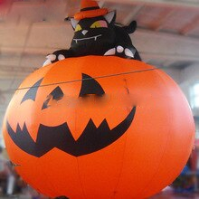 Newly Halloween Decoration Giant Inflatable Pumpkin With Black Cat For Outdoor Event