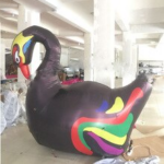 Romantic Giant Inflatable Black Swan With Rainbow Wings Goose Animal For Wedding Party Decoration