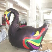 Romantic Giant Inflatable Black Swan With Rainbow Wings Goose Animal For Wedding Party Decoration