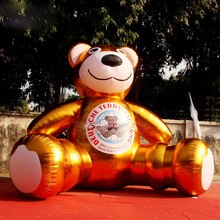 Customized 5x4 Meters Giant Inflatable Golden Bear Mascot For Decoration Toys