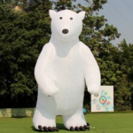 Customized 6m Height Inflatable Giant Polar Bear Airblown Stand White For Display Toys
