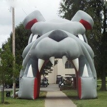 Cute Giant Outdoor Inflatable Bulldog Tunnel Animal Head Entry For Sports Events