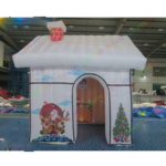 To Door 3x3x3m Inflatable Christmas House Full Printing Santa Claus Grotto Booth