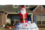 6m Christmas Inflatables Giant Blow Up Claus Inflatable Father Climb From Chimney Air