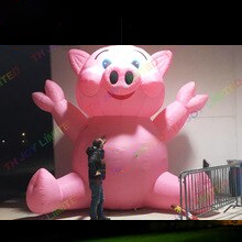 Door Attractive Pink Inflatable Animal Balloon Giant Pig Cartoon Models