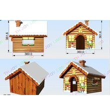 To Door Design Inflatable Christmas House Wooden Printing Santa Grotto Cabin
