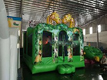Commercial Small Indoor Jungle Bouncy House Inflatable Bounce Castle With Slide Kids For