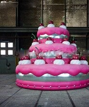 Customized Anniversary Giant Inflatable Birthday Cake With Cherry Pink Model For Party Decoration