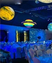 Rainbow Color Hanging Giant Inflatable Saturn With Led Lights Solar System Nine Planets Balloon For Party Decoration