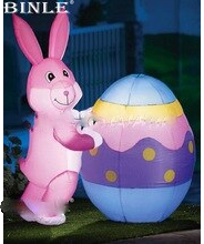 Hot Led Lighted Charming Giant Inflatable Easter Bunny With Egg For Yard Decoration