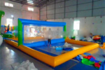 0 9mm Pvc 12x6m Inflatable Water Volleyball Court For Aqua Game In Sea Or Swimming Pool Air Pump