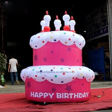 Bingo 2m High Inflatable Two-layer Cake With Built-in Air Fan Inflated Birthday Decor For Kids