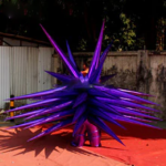 Promotional Use 2 8m Inflatable Stage Sea Urchin Costume Inflating Custom Made Pink Purple Thorns Star Dress For Parade Walk