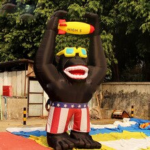 4 Meters High Inflatable Orangutan With Missile For Amusement Park Decorcation Blow Up Display Toys