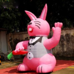 High Cost Performance 3m Inflatable Pink Rabbit Model Individualized Easter Bunny With Carrot Decoration Toy