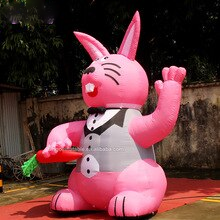 High Cost Performance 3m Inflatable Pink Rabbit Model Individualized Easter Bunny With Carrot Decoration Toy