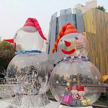 6 Meters Height Inflatable Christmas Transparent Bubble Snow Man Model Customized Pvc X-mas Decoration