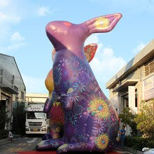 Bingo 8m Giant Inflatable Easter Flower Rabbit Bunny Style Decoration For Visual Art Design