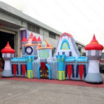 8x1 8x3 5 Meters Inflatable Castle Fence Model Backdrop Customized Advert Wall Decoration Background For Entrance Display