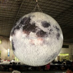 Solar System 3m Inflatable Moon Replica Hanging Light Decor For Planetarium