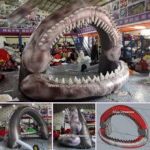 4m Length Air Blown Shark Mouth Arches Teeth Inflatable Beach Game Props For Summer Holiday