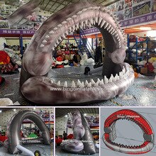 4m Length Air Blown Shark Mouth Arches Teeth Inflatable Beach Game Props For Summer Holiday