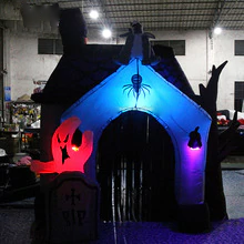 Eco-friendly 3x3mh Inflatable Haunted House Tunnel With Led Lights For Amusement Park Balloon Toys