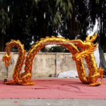 Personalized 5x3 Meters Inflatable Golden Dragon Arch With Chinese Toys