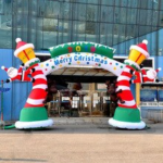 Most Popular Inflatable Christmas Archway With Santa And Lighting Tower For Party Entrance