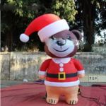 3mh Cute Giant Christmas Brown Inflatable Teddy Bear With Red Hat For Yard Decoration
