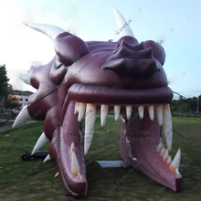 Outdoor Giant Advertising Inflatable Dragon Head Tunnel Event Sports Animal Mascot Helmet For Entrance Use
