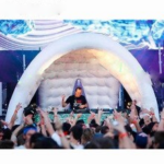 White Oxford Portable Inflatable Dj Booth Half Dome For Night Club Stage Decoration