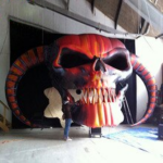 Exquisite Handmade 7x2 4x4 3mh Inflatable Skull For Halloween Decorations Red Display Toys