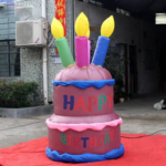 2 Meters Tall Inflatable Chocolate Birthday Cake For Blow Up Display Toys