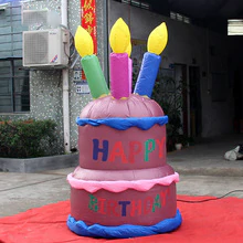 2 Meters Tall Inflatable Chocolate Birthday Cake For Blow Up Display Toys