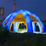 Outdoor Advertising Giant Dome Inflatable Spider Tent With Led Lighting Arch Canopy Blue & Yellow 6legs