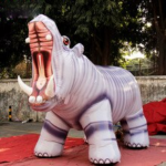4x2x3 Meters Inflatable Hippopotamus Cartoon Decoration Customized Print River Horse Hippo Displaying Toy For Advert Event
