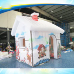 To Door Inflatable Christmas House Santa Grotto Tent Decoration With Full Printing