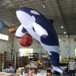 5 5m Giant Hanging Inflatable Killer Whale Model For Decoration Customized Blow Up Promotion Toys