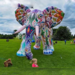 Customized Amazing Colorful Inflatable Elephant Cartoon Giant Model Air Style For Advertising
