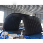 Durable 8x5x4m Single Black Inflatable Tunnel Tent Stage Cover With Rear Curtain For Concert