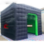 Celebration Ceremony 5x5m Big Green Black Inflatable Cube Tent Square Kiosk With Door For Outdoor Events