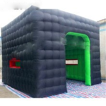 Celebration Ceremony 5x5m Big Green Black Inflatable Cube Tent Square Kiosk With Door For Outdoor Events