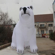 Custom Made 6m Advertising White Cartoon Giant Inflatable Polar Bear Large Animal Model For