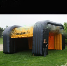 Fashion Black Inflatable Square Cube Tent With 2 Outdoor Large Marquee For Events
