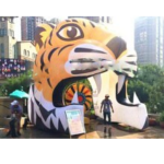 Popular Oxford Animal Head Inflatable Tiger Football Tunnel For Sports Mascot