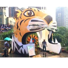 Popular Oxford Animal Head Inflatable Tiger Football Tunnel For Sports Mascot